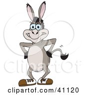 Clipart Illustration Of A Proud Grinning Donkey Standing With His Hands On His Hips And Wearing Shoes by Dennis Holmes Designs