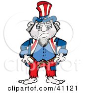 Clipart Illustration Of A Sad And Gloomy Uncle Sam Wearing Baggy Pants by Dennis Holmes Designs