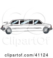 Poster, Art Print Of Long White Stretch Limo With Tinted Windows