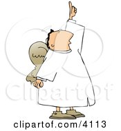 Male Angel With Wings Pointing Up Towards The Sky Clipart