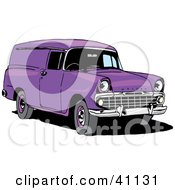 Clipart Illustration Of A Vintage Purple Holden Panel Van by Dennis Holmes Designs