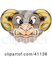 Clipart Illustration Of A Fierce Ram Head Gritting His Teeth And Glaring