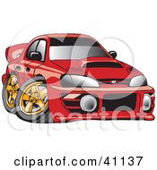 Clipart Illustration Of A Turbocharged Red Subaru Impreza WRX Car