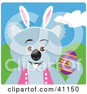 Clipart Illustration Of A Koala Bear Easter Bunny Character by Dennis Holmes Designs