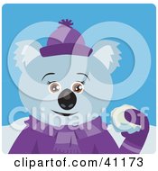 Poster, Art Print Of Female Koala Bear Character Throwing Snow Balls
