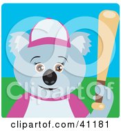 Poster, Art Print Of Koala Bear Female Baseball Player Character