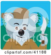 Poster, Art Print Of Koala Bear Davey Crockett Character