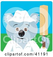 Clipart Illustration Of A Koala Bear Cricket Player Character by Dennis Holmes Designs