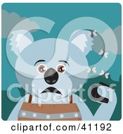 Koala Bear Character Holding A Wallet And Being Surrounded By A Swarm Of Moths