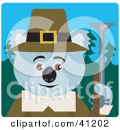 Clipart Illustration Of A Koala Bear Hunter Pilgrim Character by Dennis Holmes Designs