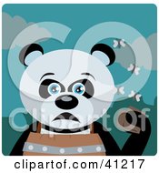 Poster, Art Print Of Giant Panda Bear Character Holding A Wallet And Being Surrounded By A Swarm Of Moths