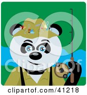Poster, Art Print Of Giant Panda Bear Fishing Character