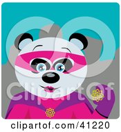 Poster, Art Print Of Giant Panda Bear Female Super Hero Character