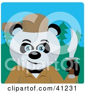 Poster, Art Print Of Giant Panda Davey Crockett Bear Character