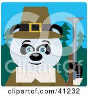 Poster, Art Print Of Giant Panda Hunting Pilgrim Bear Character