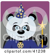 Poster, Art Print Of Giant Panda Wizard Halloween Bear Character