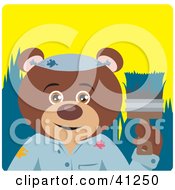 Poster, Art Print Of Brown Bear Painter Character