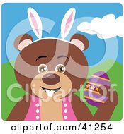 Poster, Art Print Of Brown Bear Easter Bunny Character