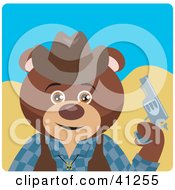 Poster, Art Print Of Brown Bear Cowboy Character