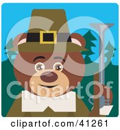 Poster, Art Print Of Brown Bear Hunting Pilgrim Character