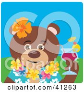 Clipart Illustration Of A Brown Bear Hawaiian Tourist Character
