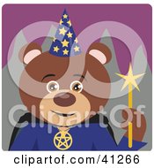Clipart Illustration Of A Brown Bear Wizard Character by Dennis Holmes Designs