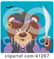 Poster, Art Print Of Brown Bear Female Pirate Character