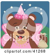 Clipart Illustration Of A Brown Bear Fairy Princess Halloween Character by Dennis Holmes Designs