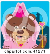 Clipart Illustration Of A Brown Bear Princess Character by Dennis Holmes Designs