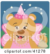 Clipart Illustration Of A Teddy Bear Character In A Princess Halloween Costume by Dennis Holmes Designs