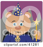 Clipart Illustration Of A Teddy Bear Wizard Character by Dennis Holmes Designs