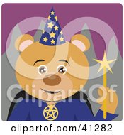 Clipart Illustration Of A Bear Wizard Character by Dennis Holmes Designs