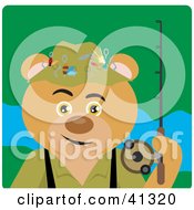 Poster, Art Print Of Fishing Bear Character