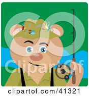 Clipart Illustration Of A Fishing Brown Bear Character