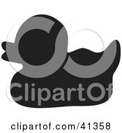 Clipart Illustration Of A Black Silhouette Of A Rubber Ducky by Prawny