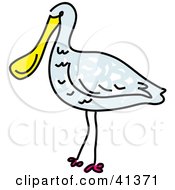 Poster, Art Print Of Blue Spoonbill Bird With A Yellow Beak