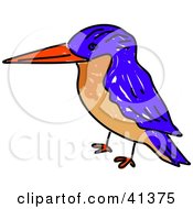 Clipart Illustration Of A Blue Kingfisher With A Brown Belly by Prawny