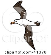 Clipart Illustration Of A White And Brown Albatross In Flight