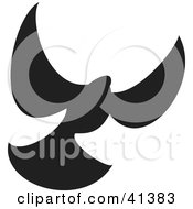 Clipart Illustration Of A Black Silhouette Of A Flying Dove by Prawny