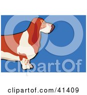 Clipart Illustration Of A Basset Hound Dog Profile Over Blue