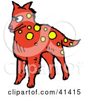Clipart Illustration Of A Red Dog With Yellow Spots