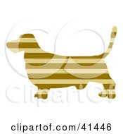Clipart Illustration Of A Brown Profiled Basset Hound Dog With Tan Horizontal Stripes