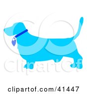 Poster, Art Print Of Blue Profiled Basset Hound Dog With A Collar