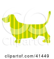 Green Profiled Basset Hound Dog With Yellow Stripes