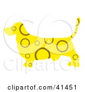 Clipart Illustration Of A Yellow Profiled Basset Hound Dog With Brown Rings