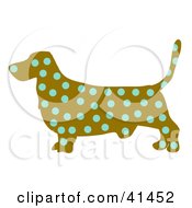 Poster, Art Print Of Brown Profiled Basset Hound Dog With Blue Spots