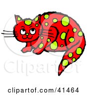 Clipart Illustration Of A Yellow Spotted Red Cat