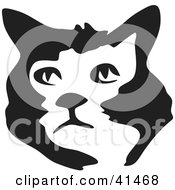 Poster, Art Print Of Black And White Brush Stroke Cat Face