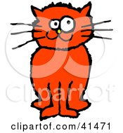 Clipart Illustration Of A Happy Red Kitty Cat With Long Whiskers