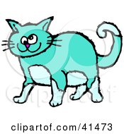 Clipart Illustration Of A Cross Eyed Blue Cat